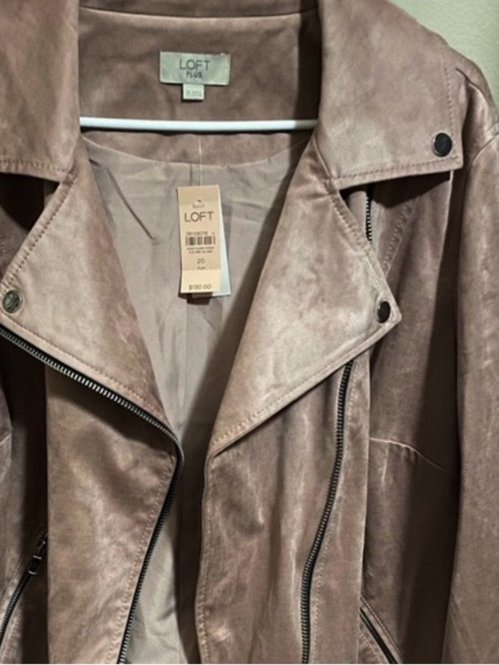 LOFT Suede Moto Jacket in Dusty Mauve